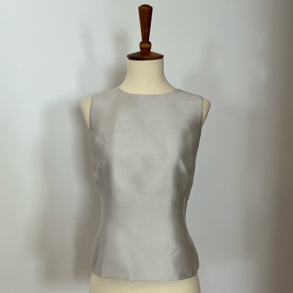 Ann Taylor Tops - Ann Taylor 100% Silk Silver Gray Shell Tank Top w/ Hidden Zipper - Size 4
